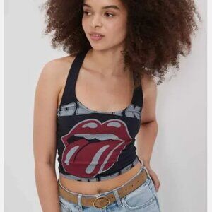 American Eagle Rolling Stone Halter Top Small AE Band Tee Tank NWOT